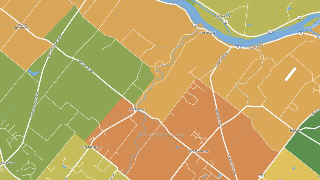 Carversville, PA Map of Arson Rates