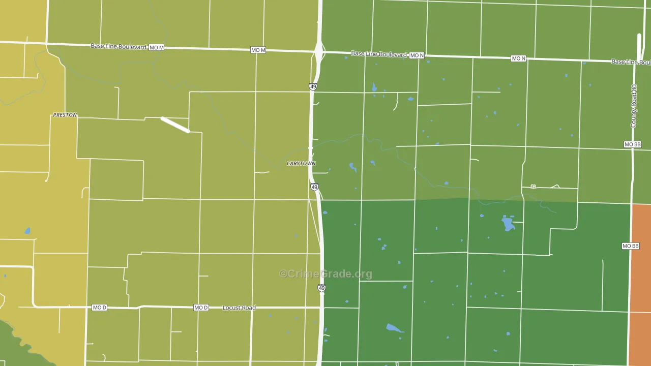 Carytown, MO Map of Arson Rates
