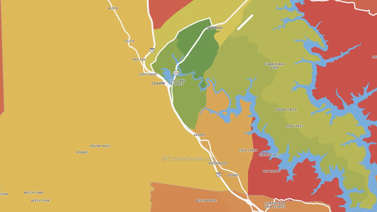Caryville, TN Map of Arson Rates