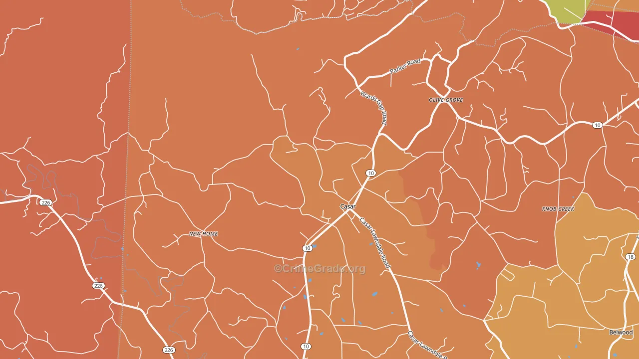Casar, NC Map of Arson Rates