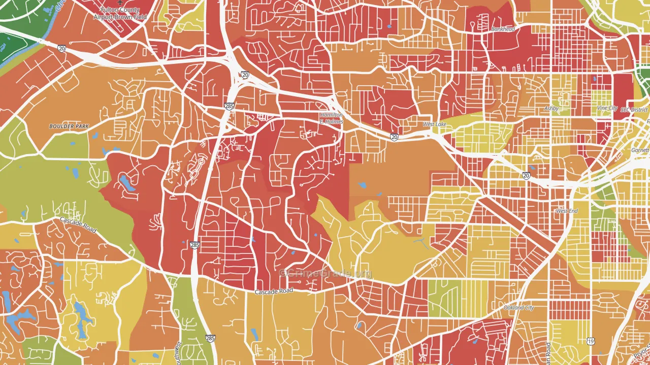 Cascade Heights, Atlanta, GA Map of Arson Rates