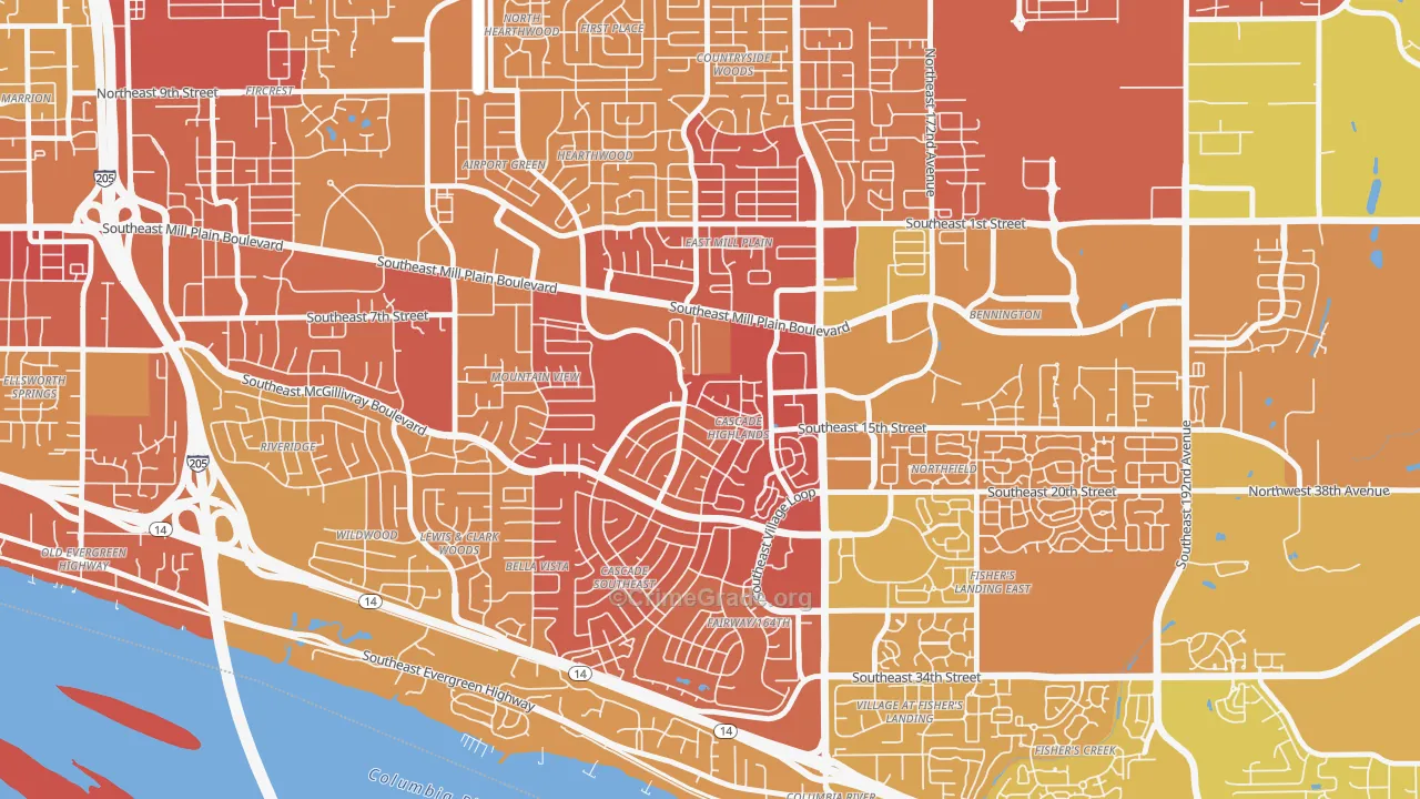 Cascade Highlands, Vancouver, WA Map of Arson Rates
