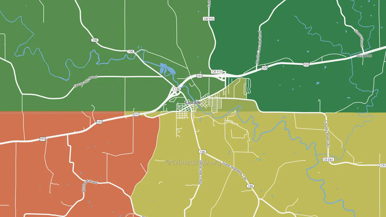 Cascade, IA Map of Arson Rates