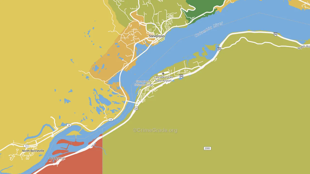 Cascade Locks, OR Map of Arson Rates