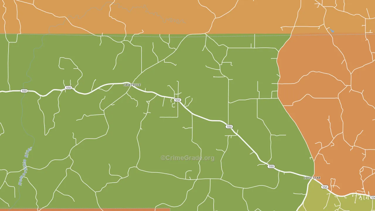 Caseyville, MS Map of Arson Rates