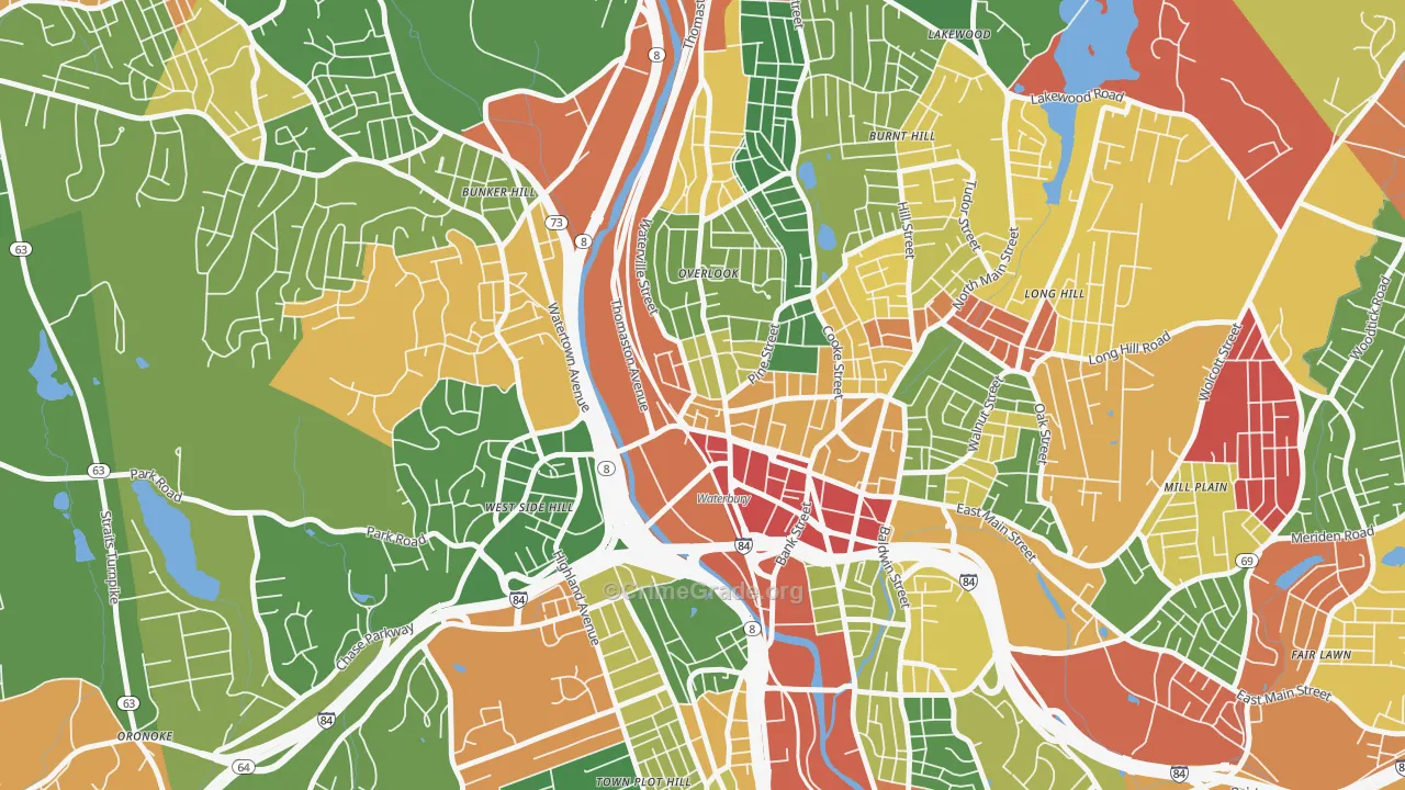 Cass Gilbert, Waterbury, CT Map of Arson Rates