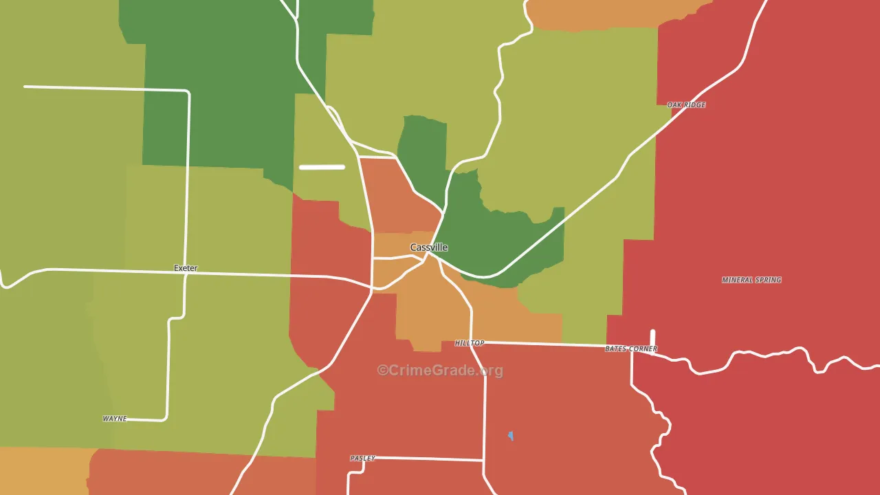 Cassville, MO Map of Arson Rates