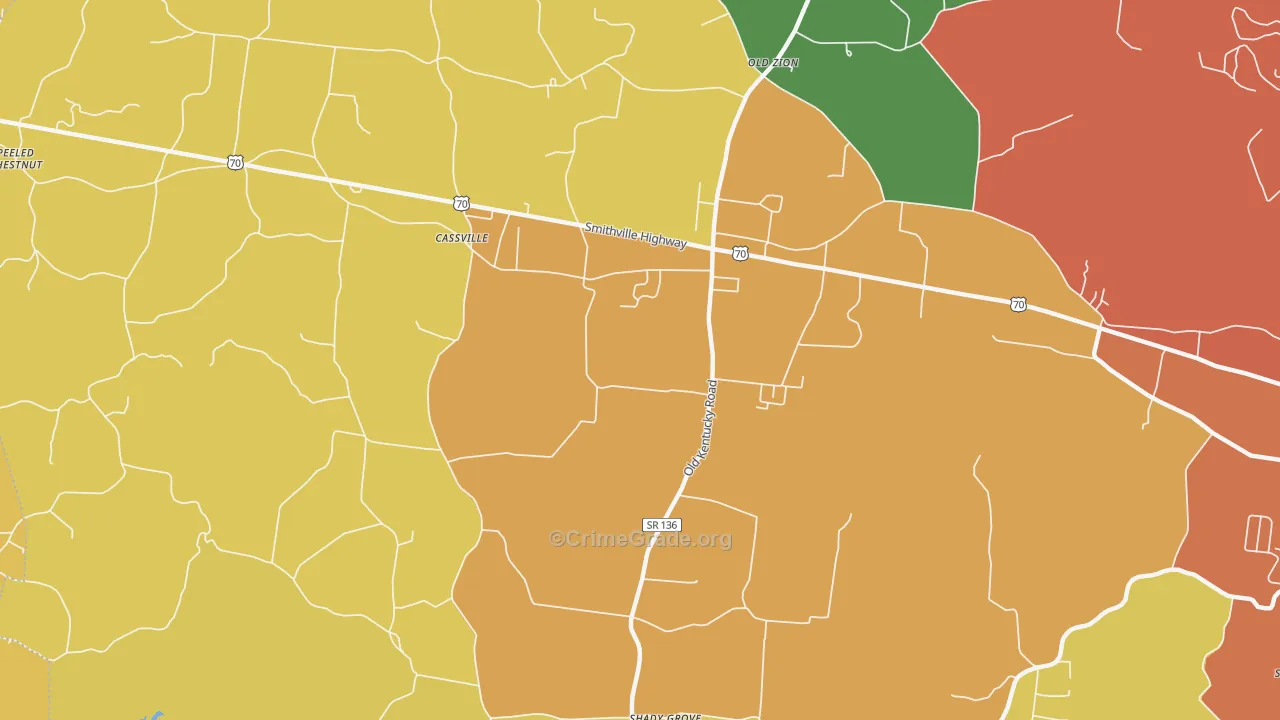Cassville, TN Map of Arson Rates