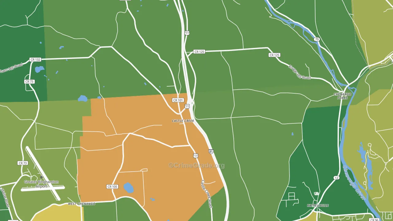Castle Creek, NY Map of Arson Rates
