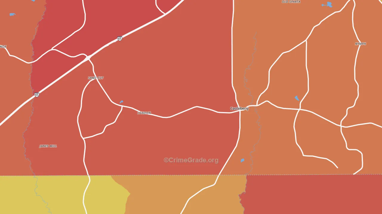 Castleberry, AL Map of Arson Rates