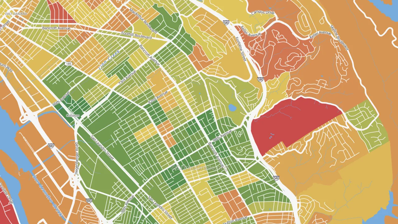 Castlemont, Oakland, CA Map of Arson Rates