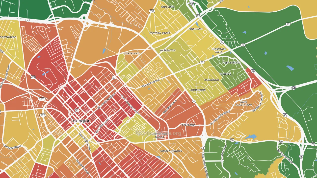 Castlewood Park, Lexington, KY Map of Arson Rates
