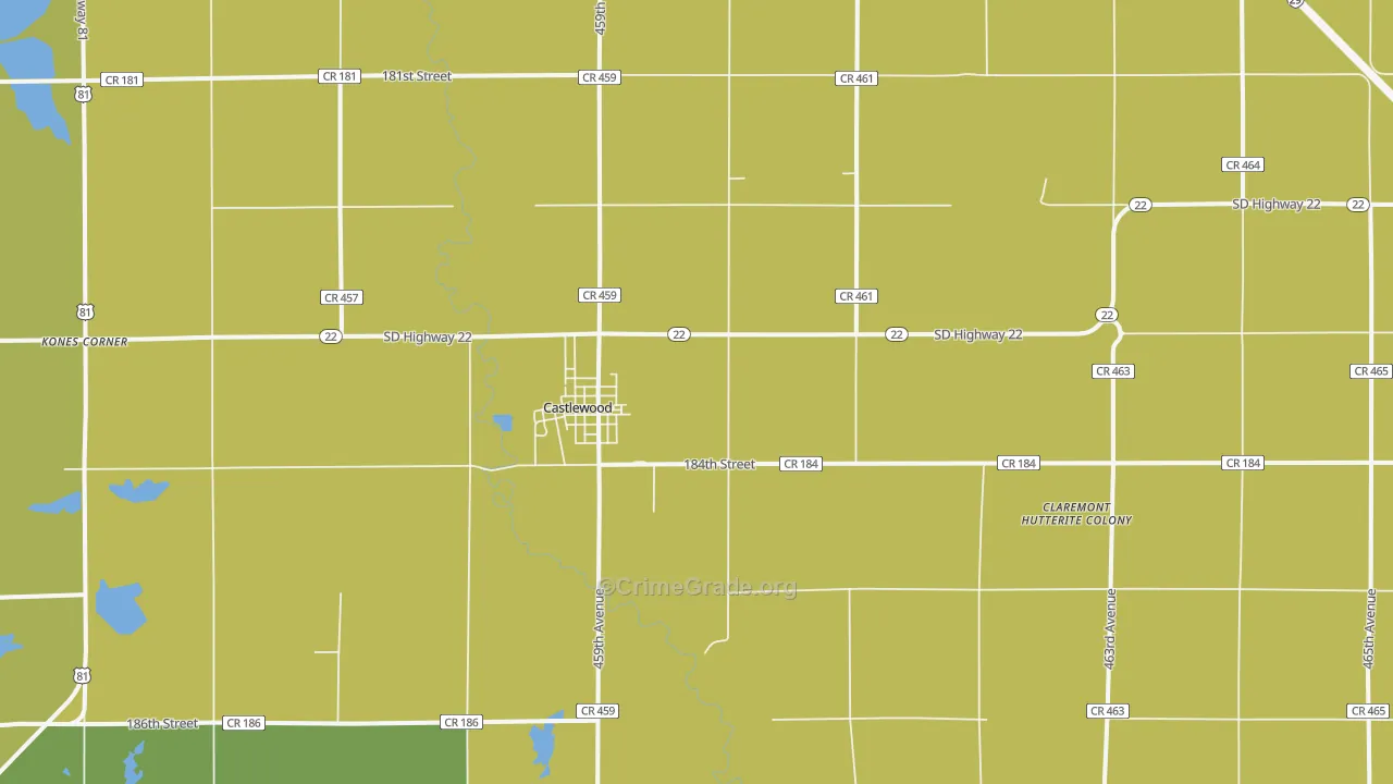 Castlewood, SD Map of Arson Rates