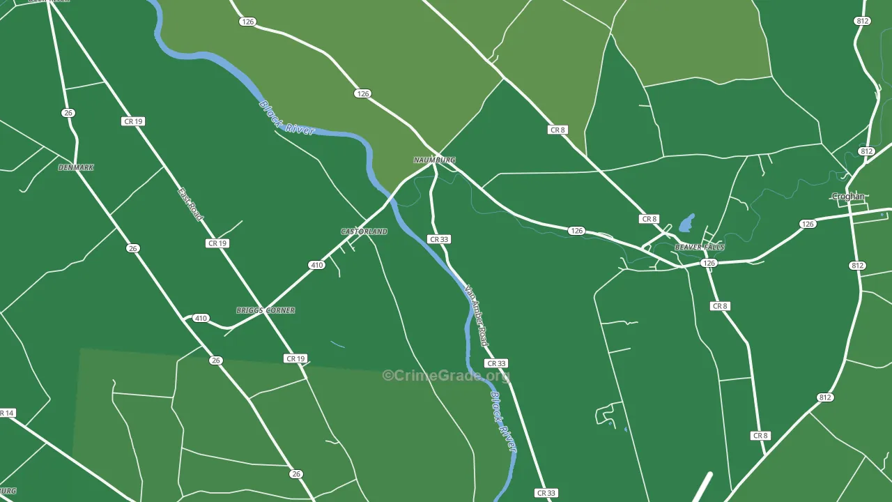 Castorland, NY Map of Arson Rates