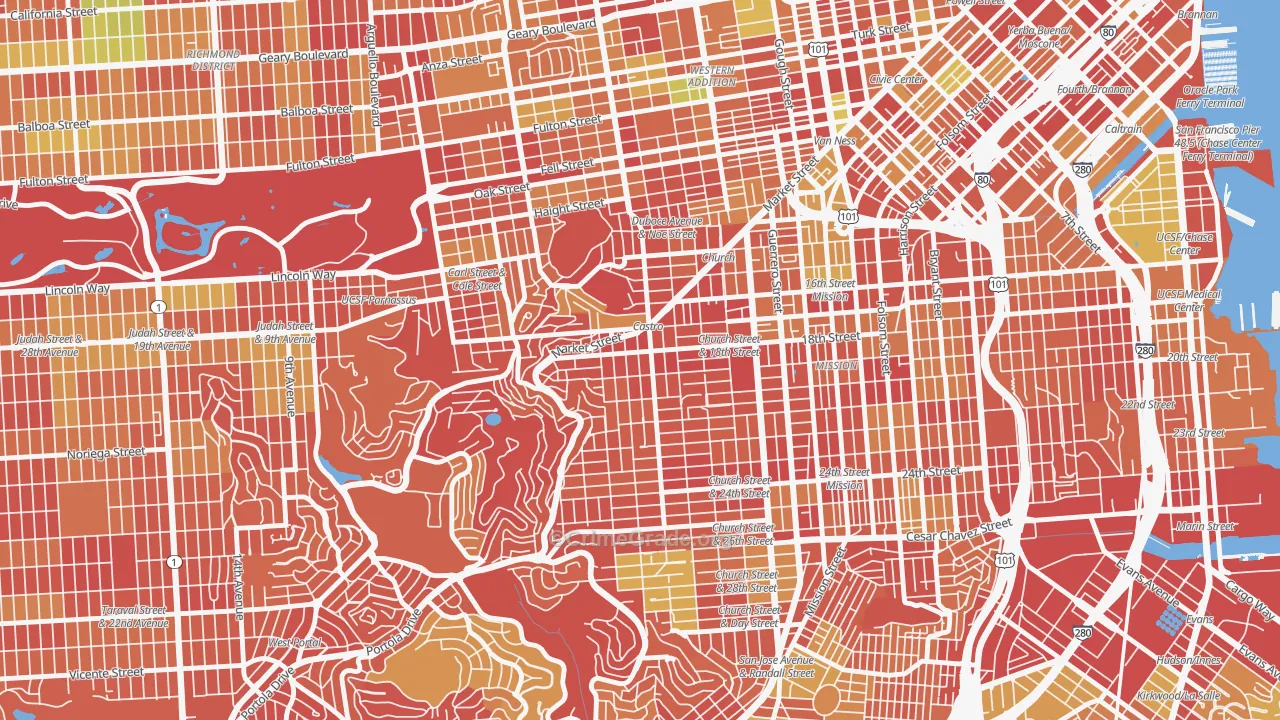 Castro-Upper Market, San Francisco, CA Map of Arson Rates