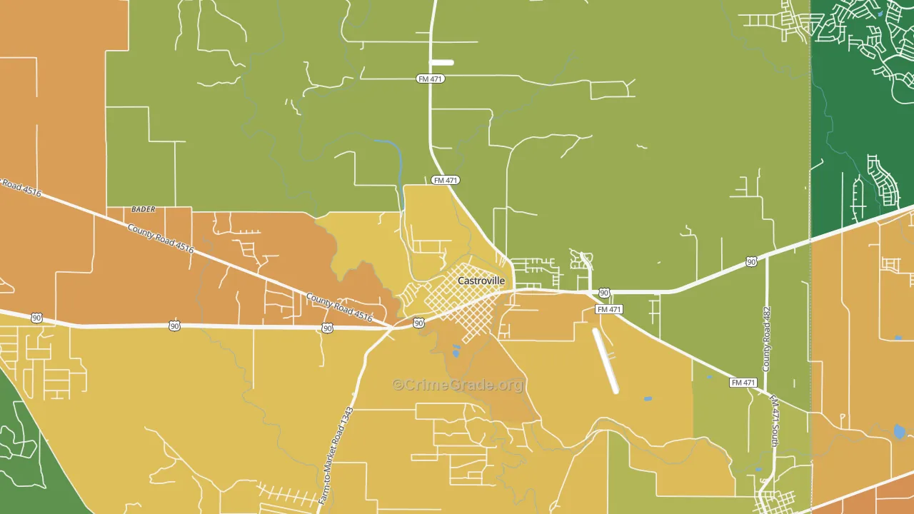 Castroville, TX Map of Arson Rates