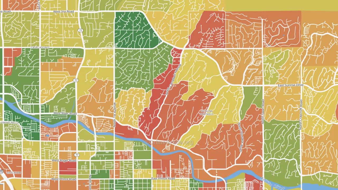 Catalina Foothills Estates, Catalina Foothills, AZ Map of Arson Rates