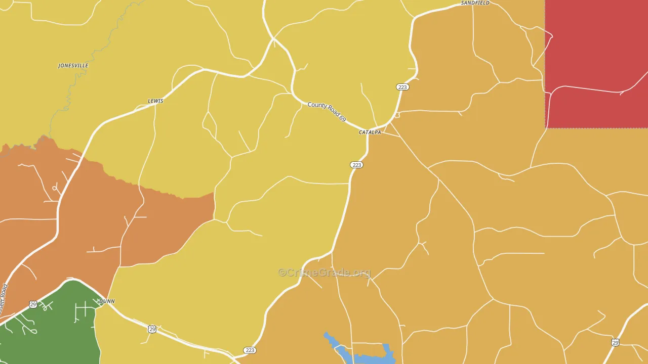 Catalpa, AL Map of Arson Rates