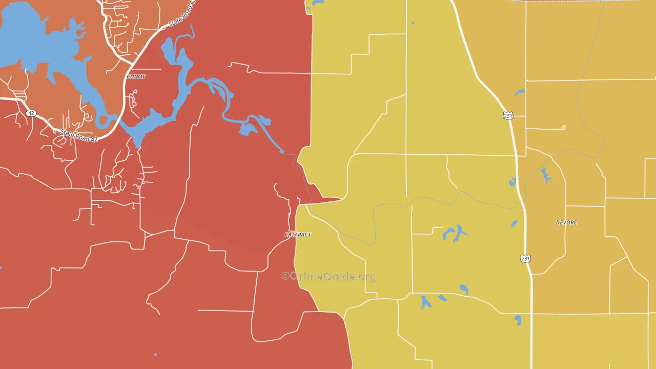Cataract, IN Map of Arson Rates