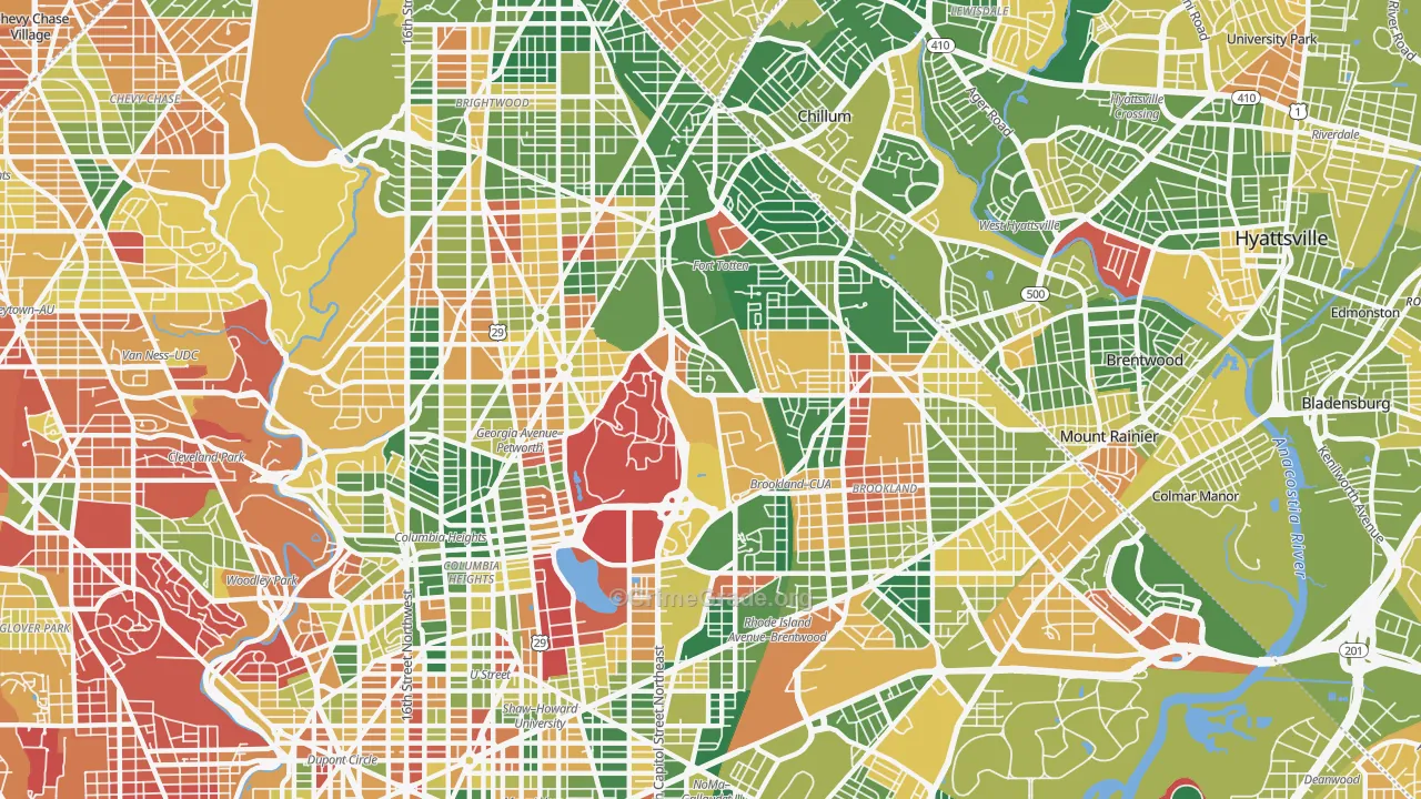 Catholic University-Brookland, Washington, DC Map of Arson Rates