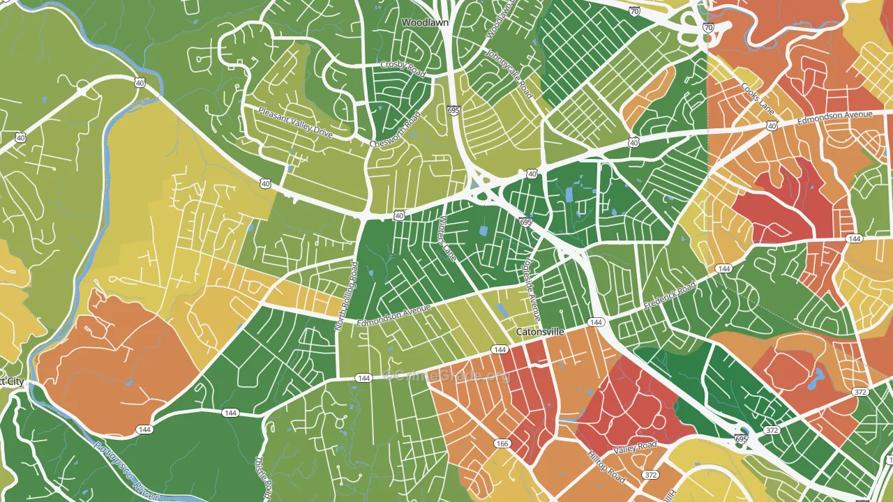 Catonsville Heights, Catonsville, MD Map of Arson Rates