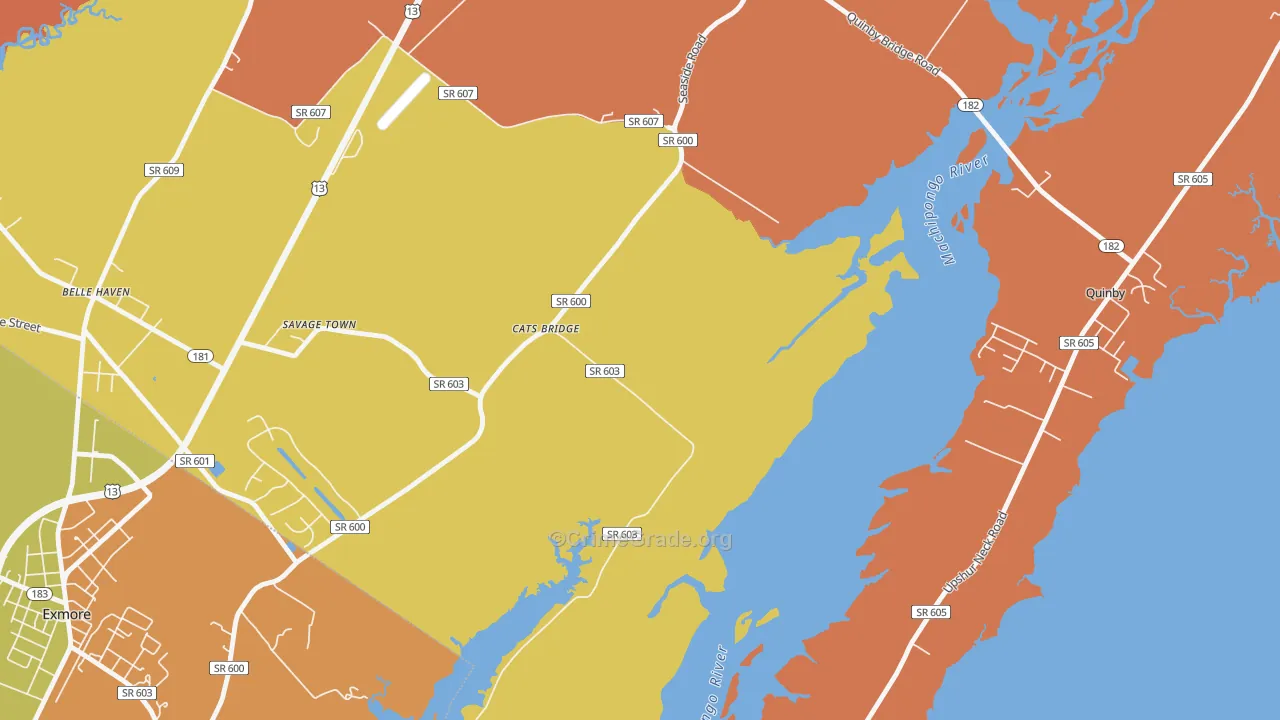 Cats Bridge, VA Map of Arson Rates
