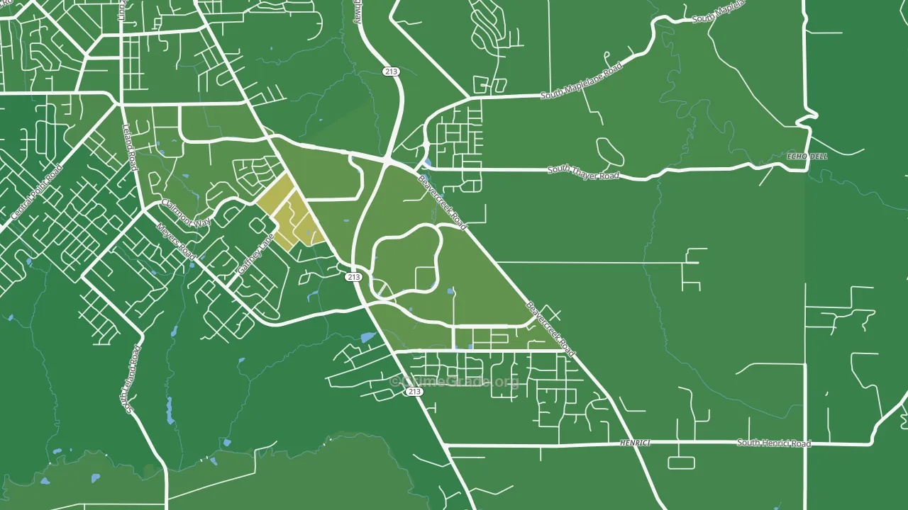 Caufield, Oregon City, OR Map of Arson Rates