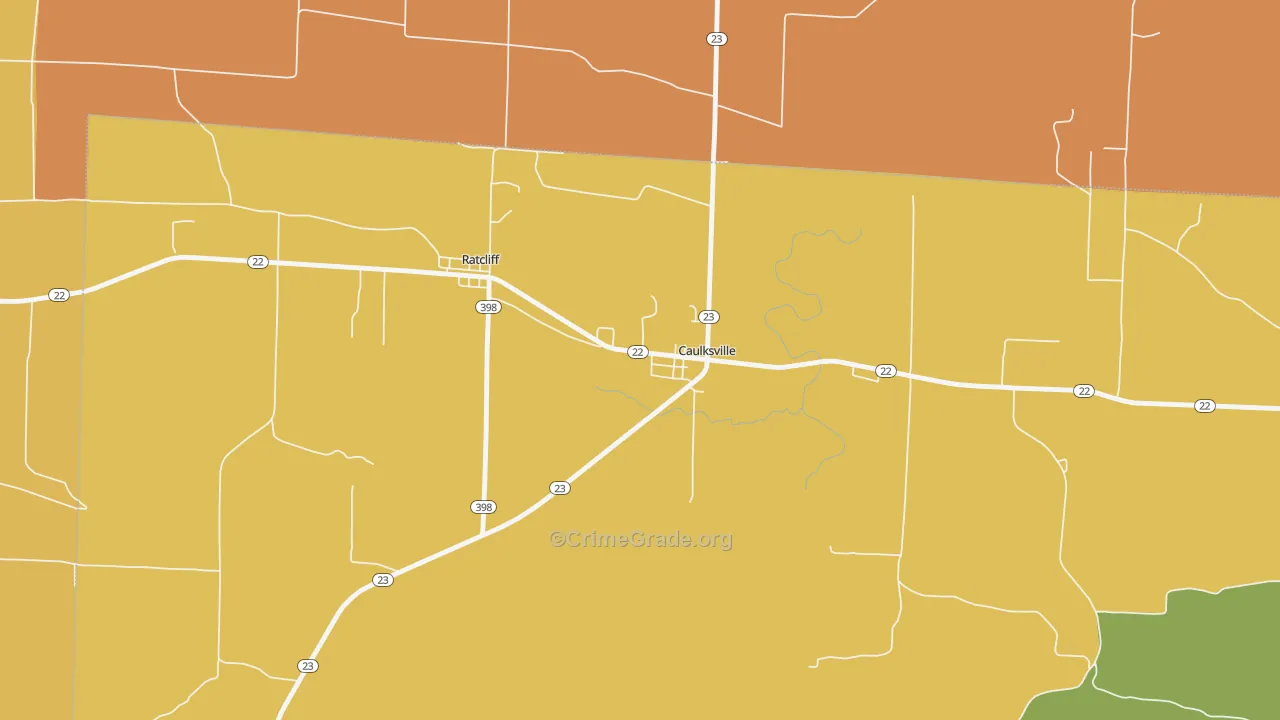 Caulksville, AR Map of Arson Rates