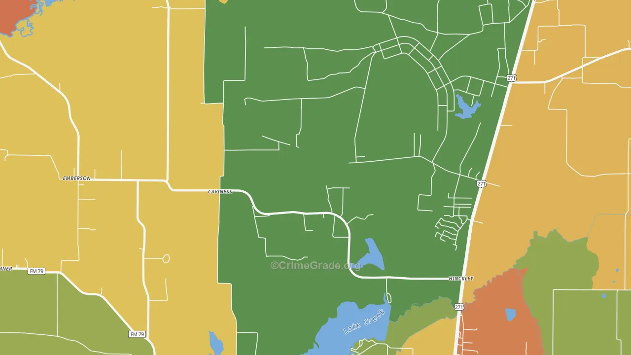 Cavines, TX Map of Arson Rates