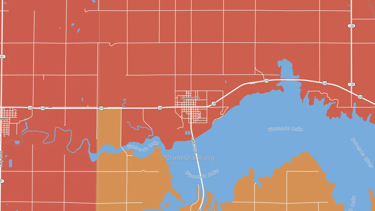 Cawker City, KS Map of Arson Rates