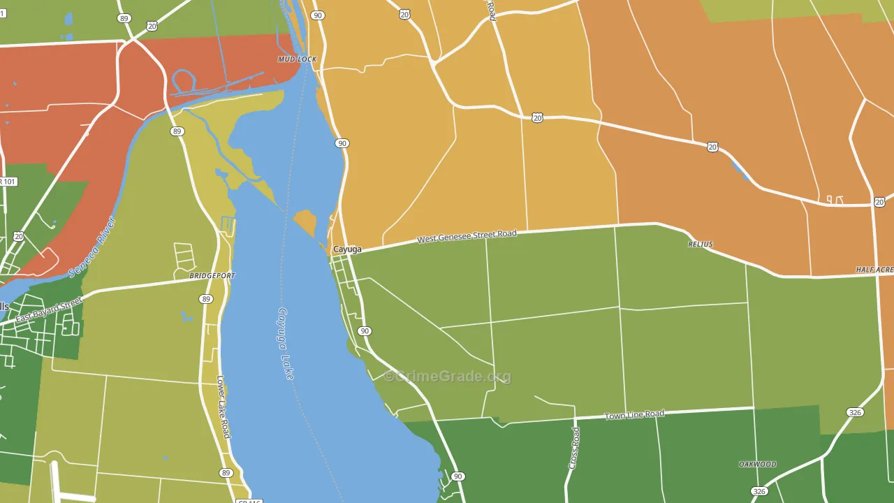 Cayuga, NY Map of Arson Rates