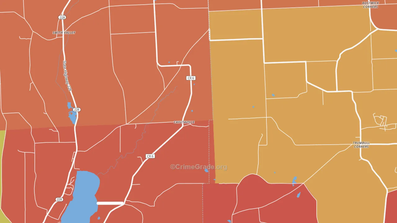 Cayutaville, NY Map of Arson Rates