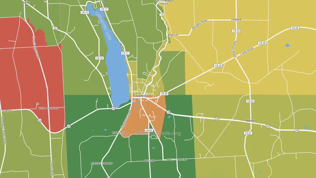 Cazenovia, NY Map of Arson Rates