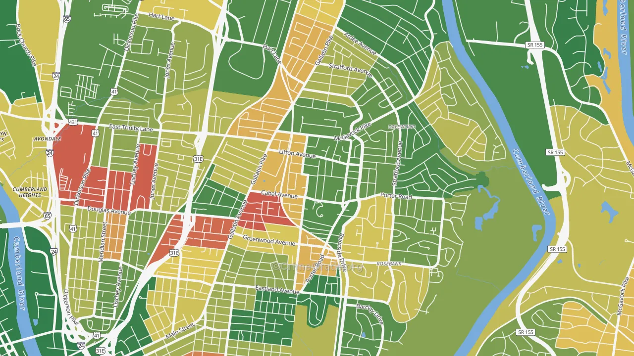 CCSI-South Inglewood, Nashville, TN Map of Arson Rates