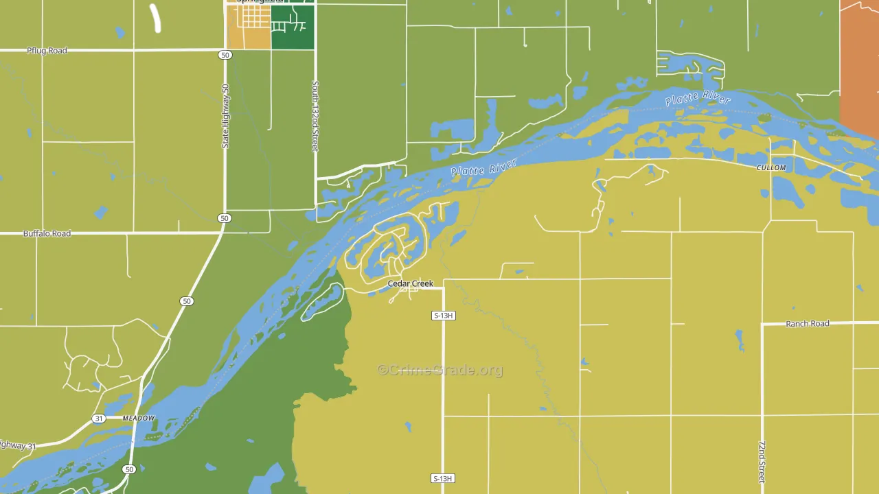 Cedar Creek, NE Map of Arson Rates