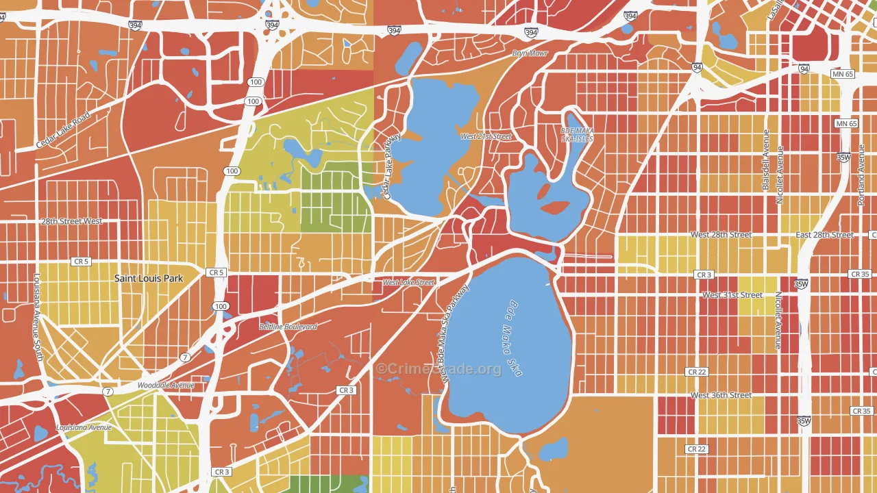 Cedar-Isles-Dean, Minneapolis, MN Map of Arson Rates