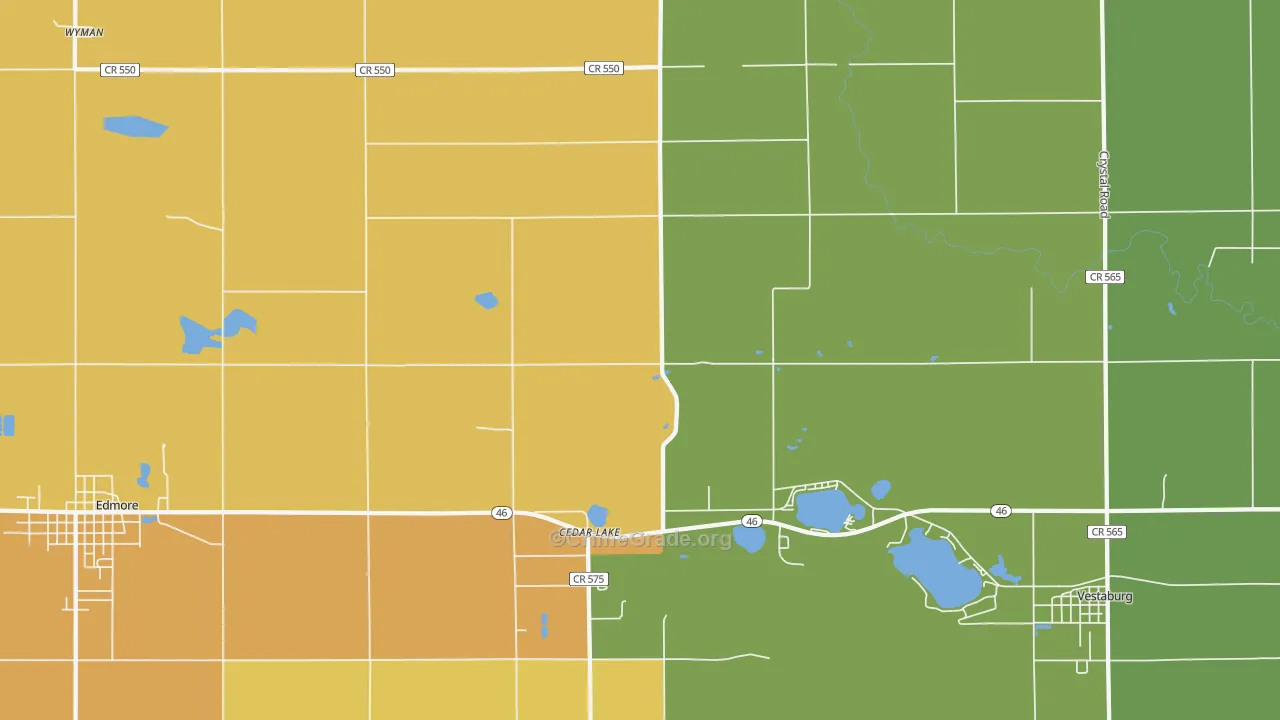 Cedar Lake, MI Map of Arson Rates