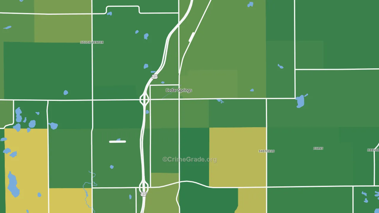 Cedar Springs, MI Map of Arson Rates