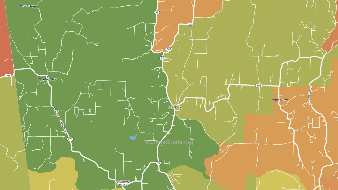 Cedarville, AR Map of Arson Rates