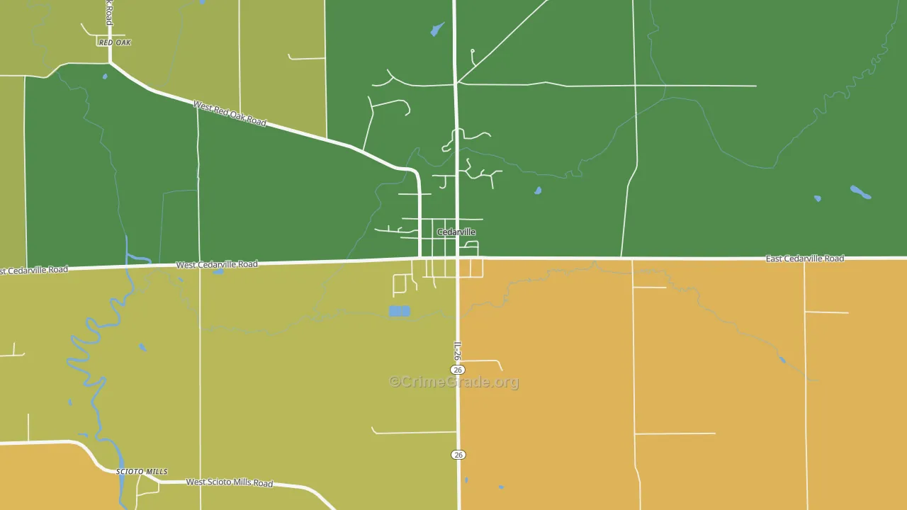 Cedarville, IL Map of Arson Rates