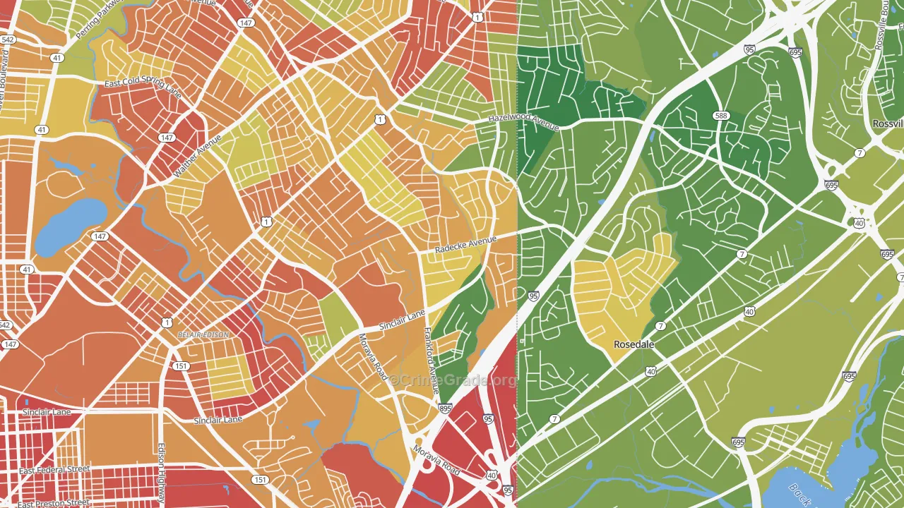 Cedonia, Baltimore, MD Map of Arson Rates