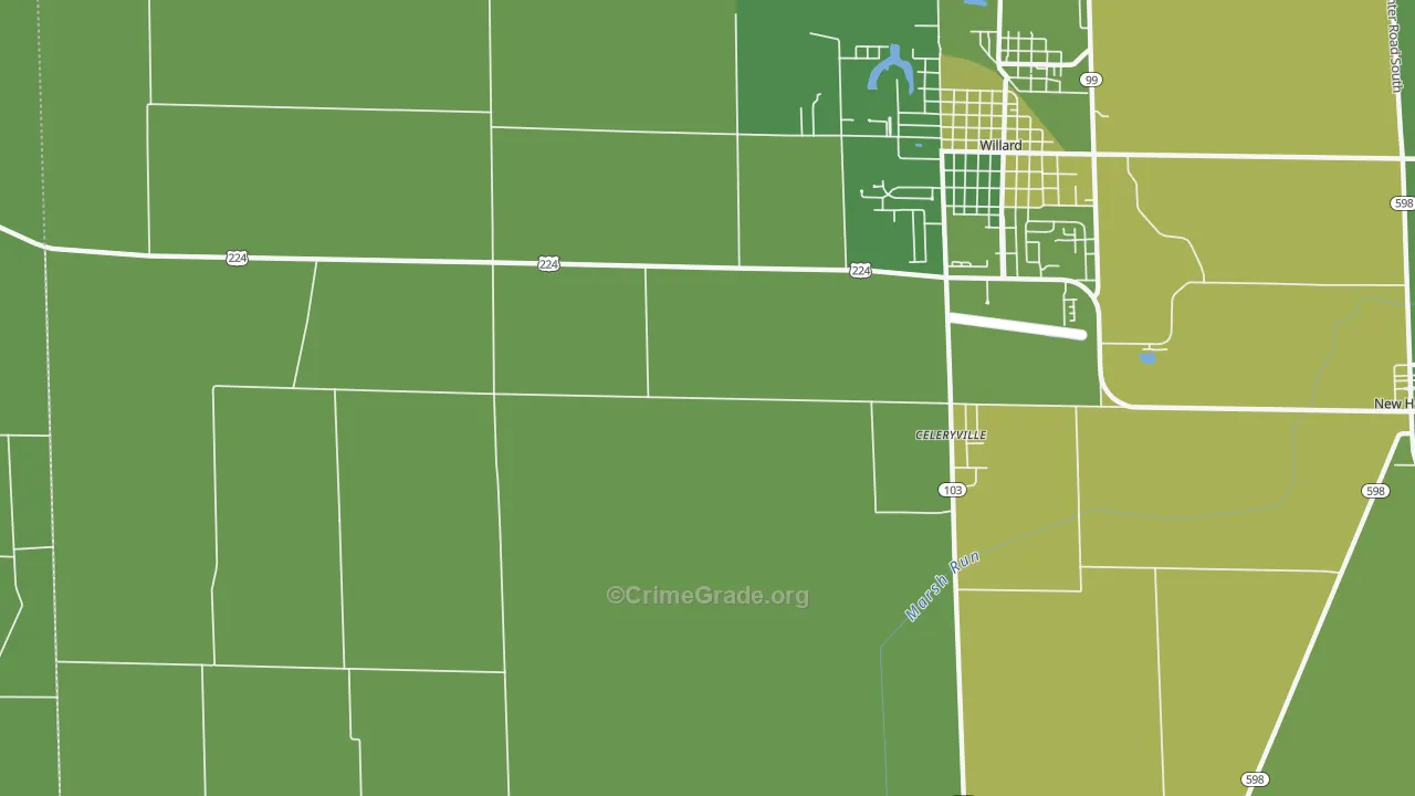 Celeryville, OH Map of Arson Rates