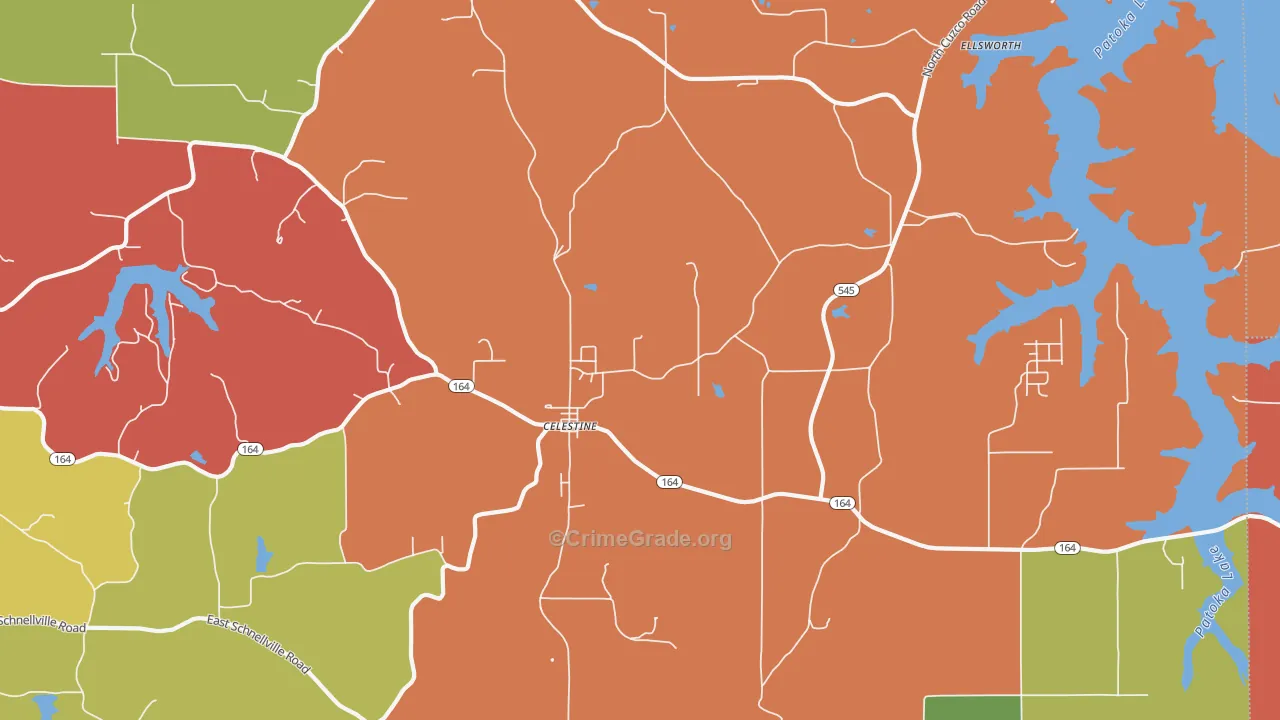 Celestine, IN Map of Arson Rates