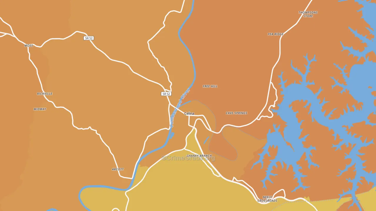 Celina, TN Map of Arson Rates