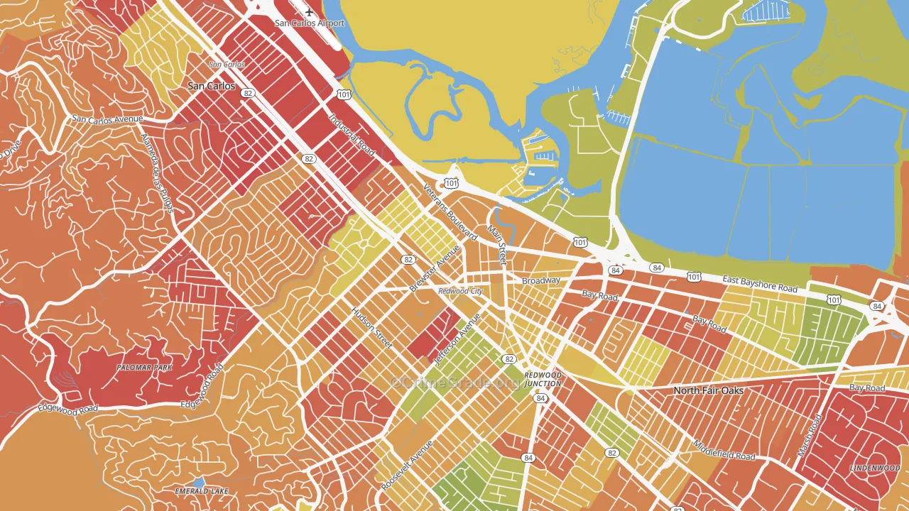 Centennial, Redwood City, CA Map of Arson Rates