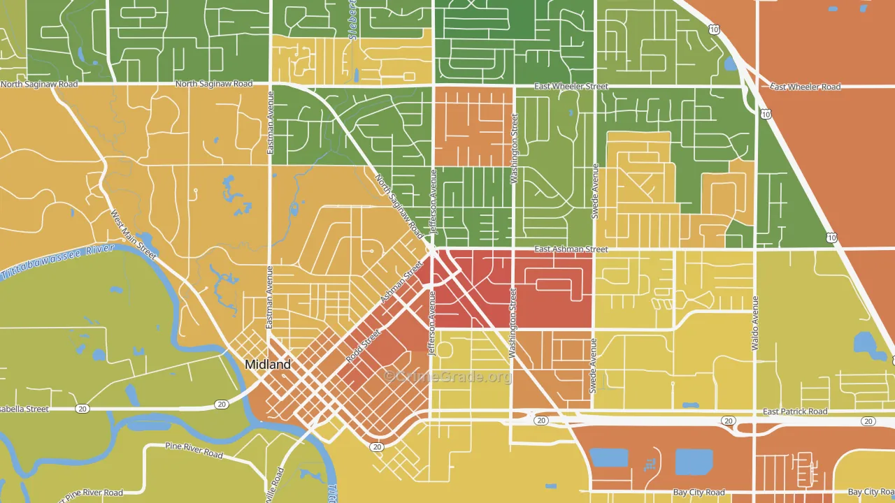 Center City, Midland, MI Map of Arson Rates