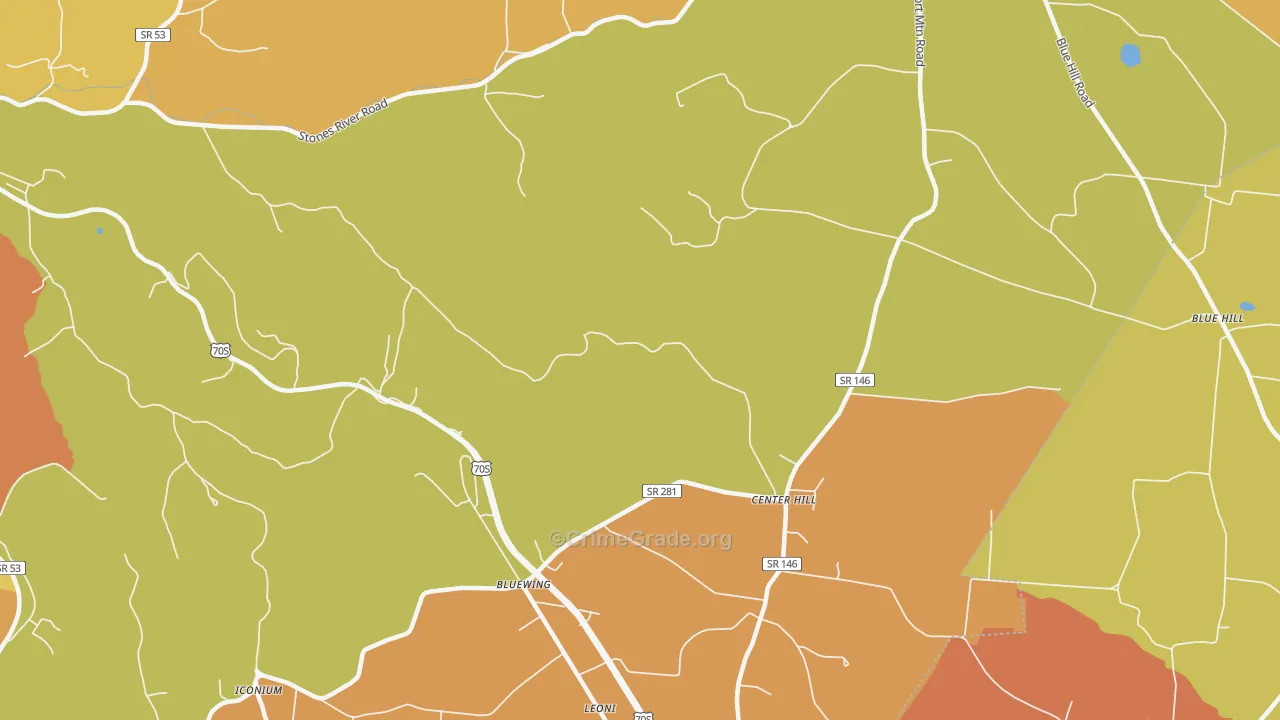 Center Hill, TN Map of Arson Rates