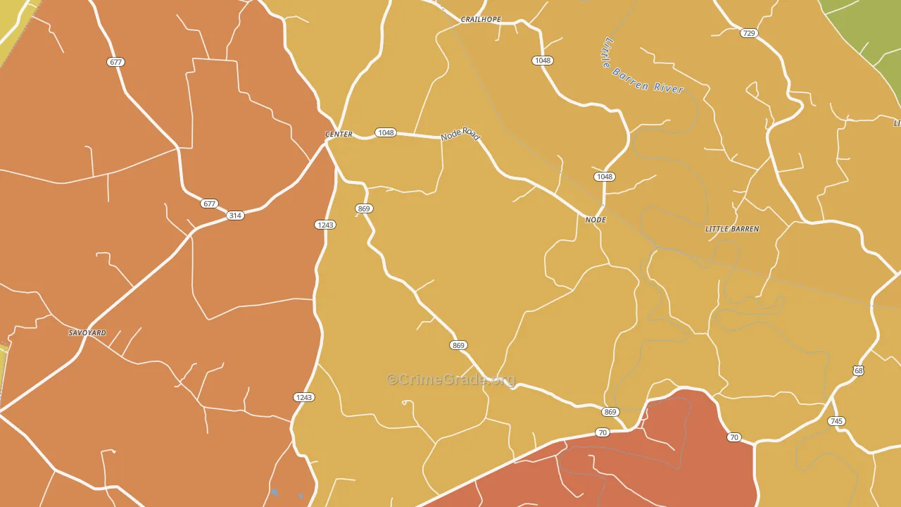Center, KY Map of Arson Rates
