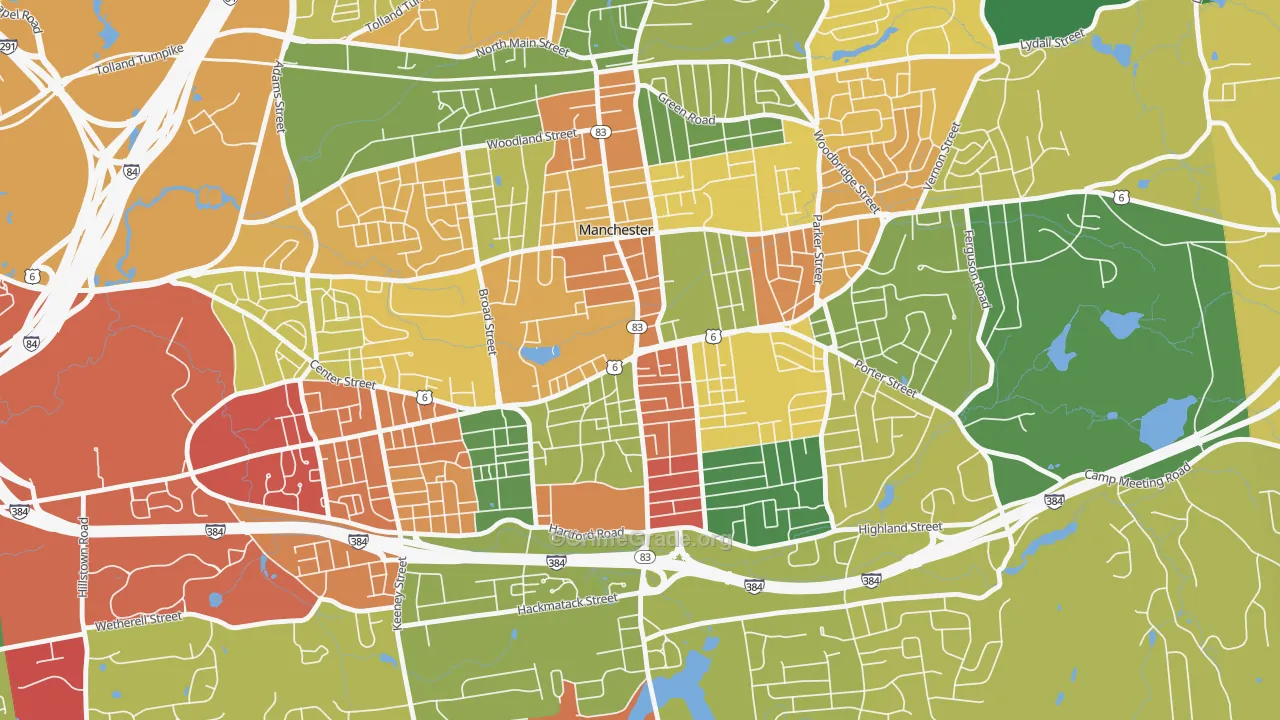 Center, Manchester, CT Map of Arson Rates