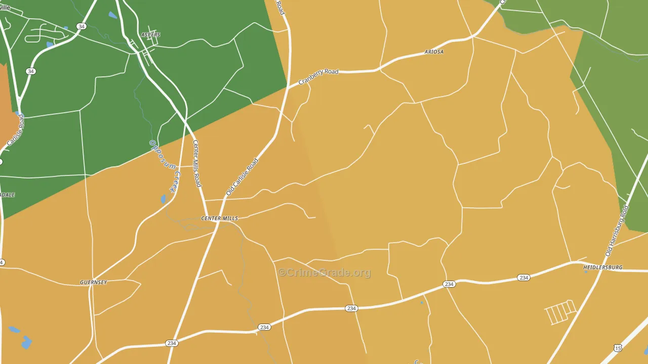 Center Mills, PA Map of Arson Rates